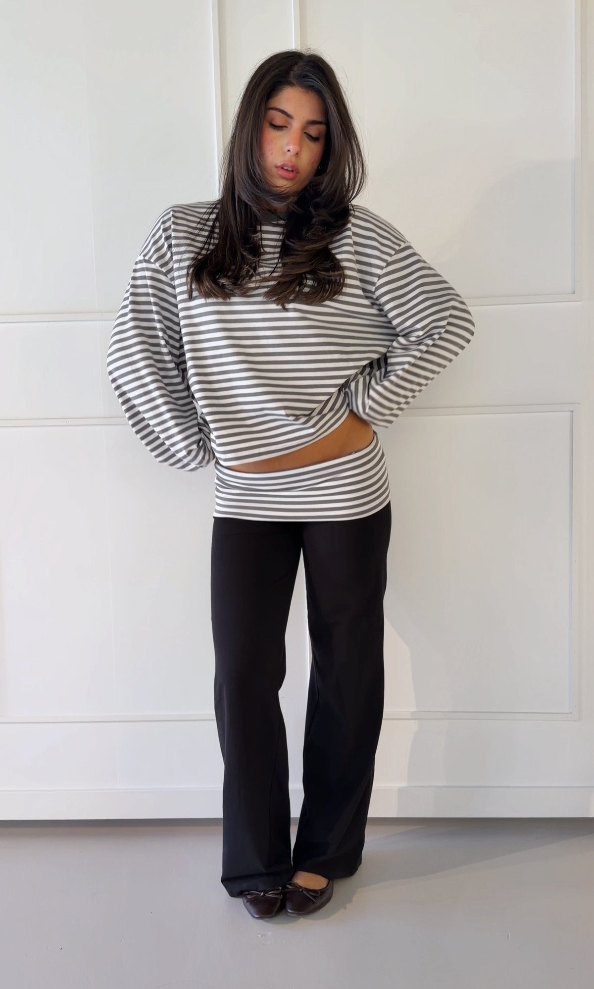 SS Fold Over Pants Grey/Black
