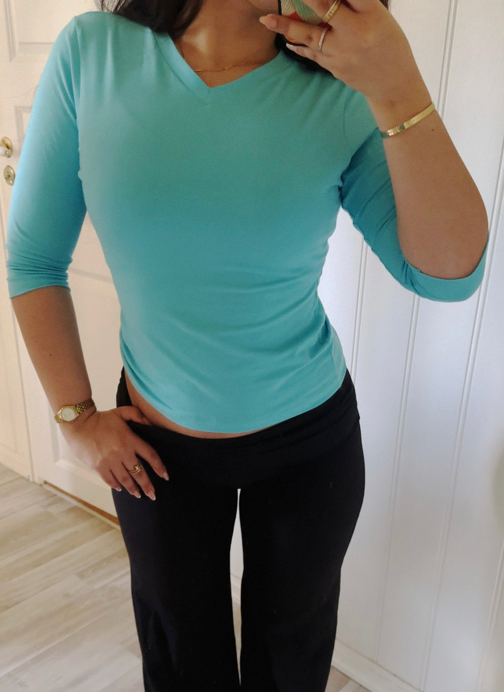 VAYA V Neck Top Aqua