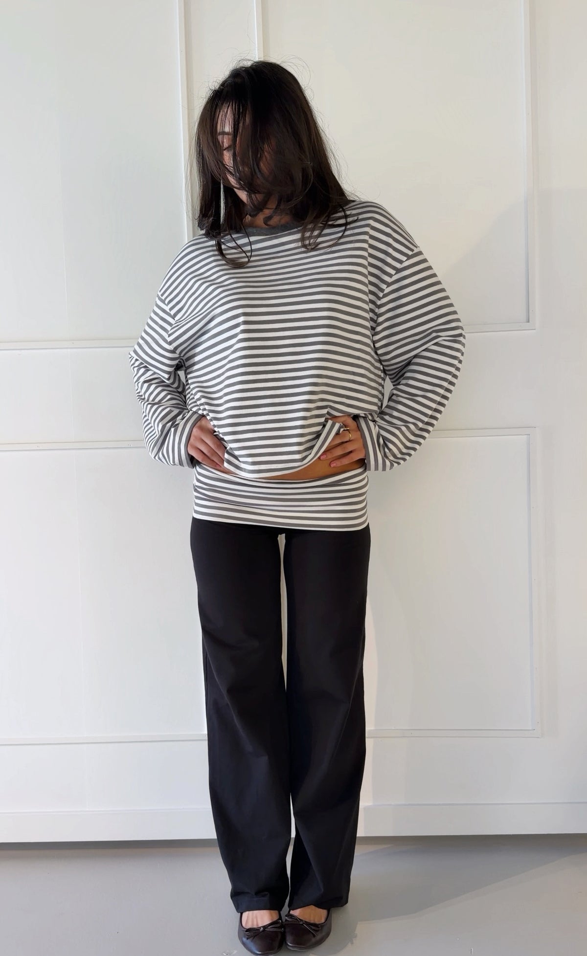 SS Fold Over Pants Grey/Black