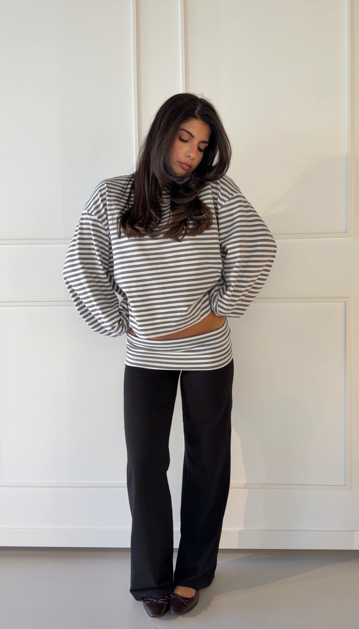 SS Fold Over Pants Grey/Black
