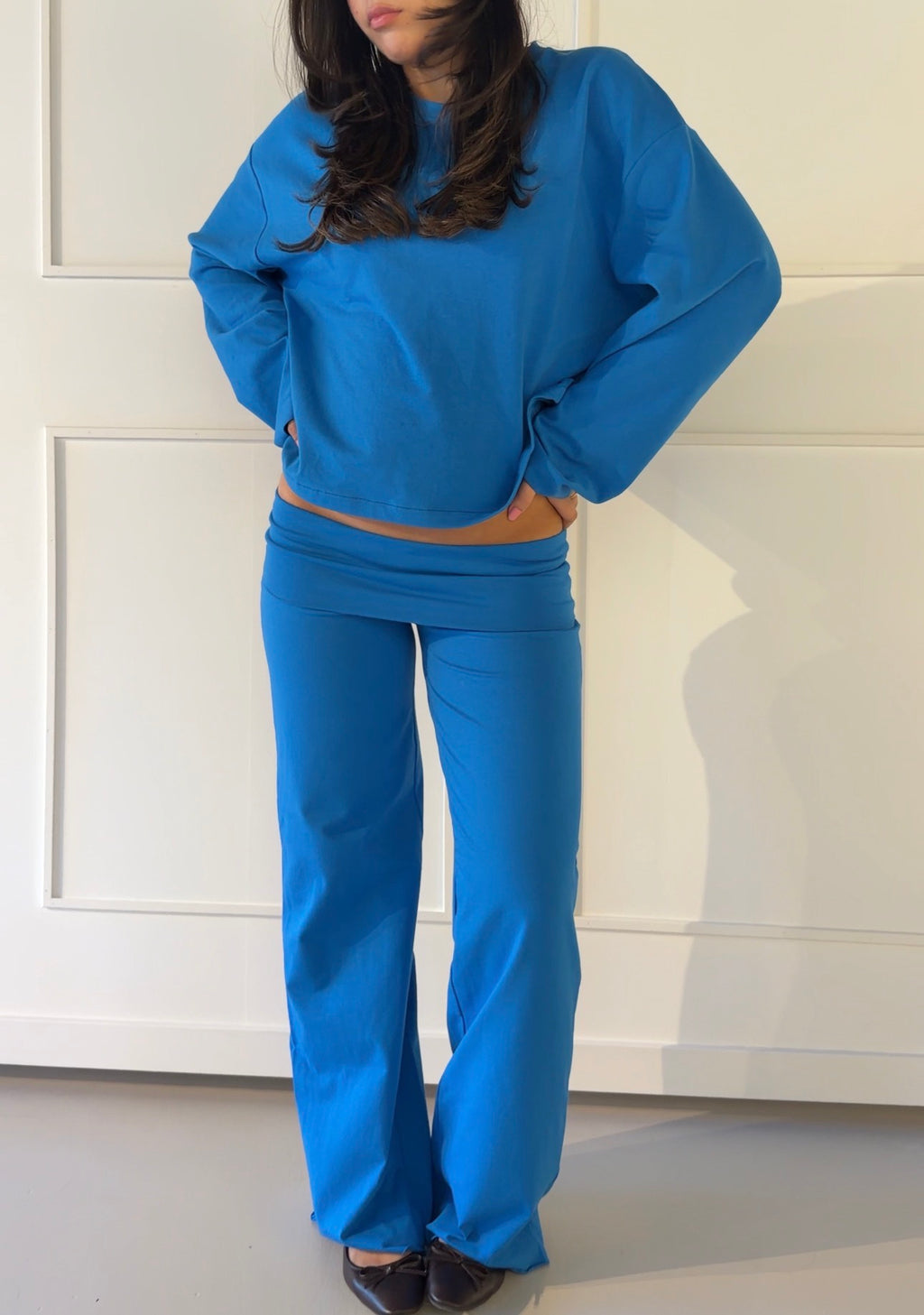 Capri Blue Fold Over Pants - PRE ORDER