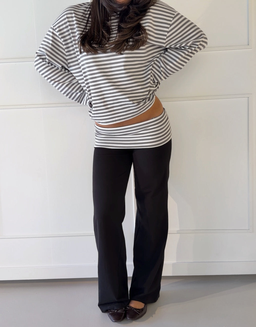 SS Fold Over Pants Grey/Black