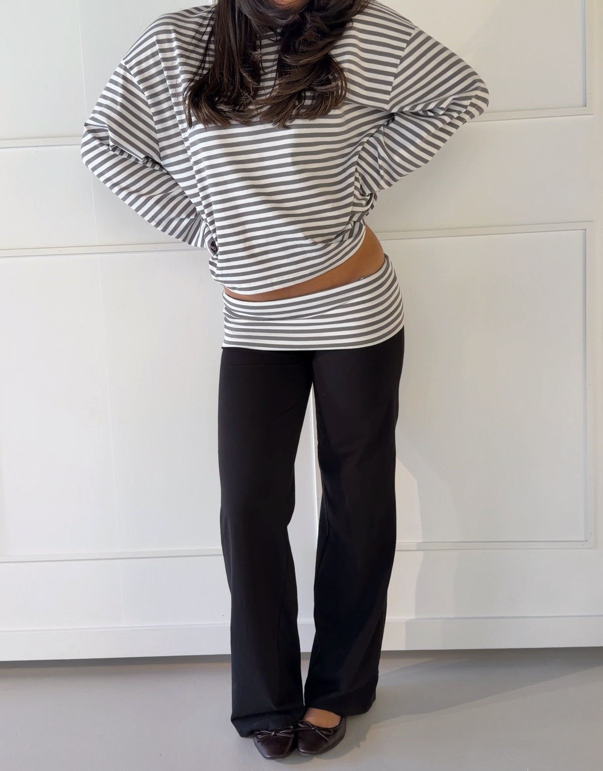 SS Fold Over Pants Grey/Black